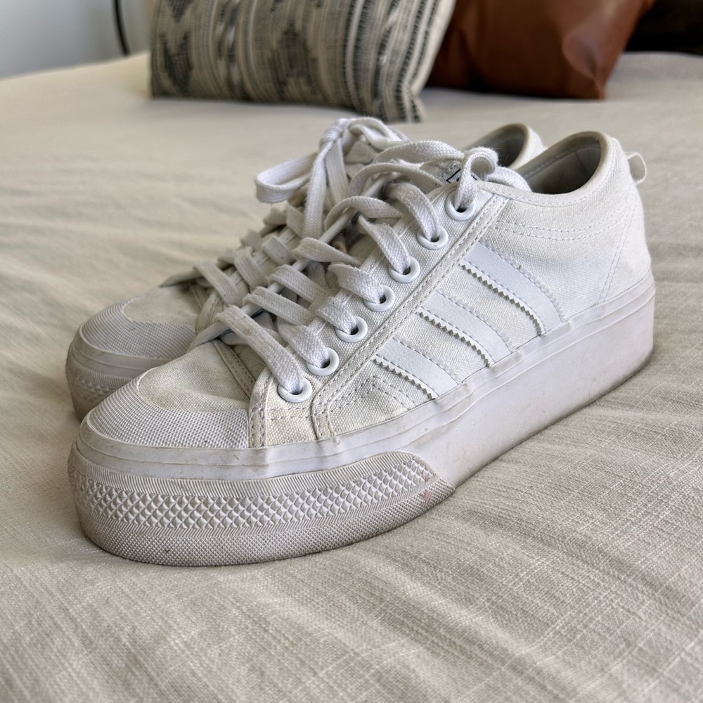 Adidas White Platform Nizza Sneakers